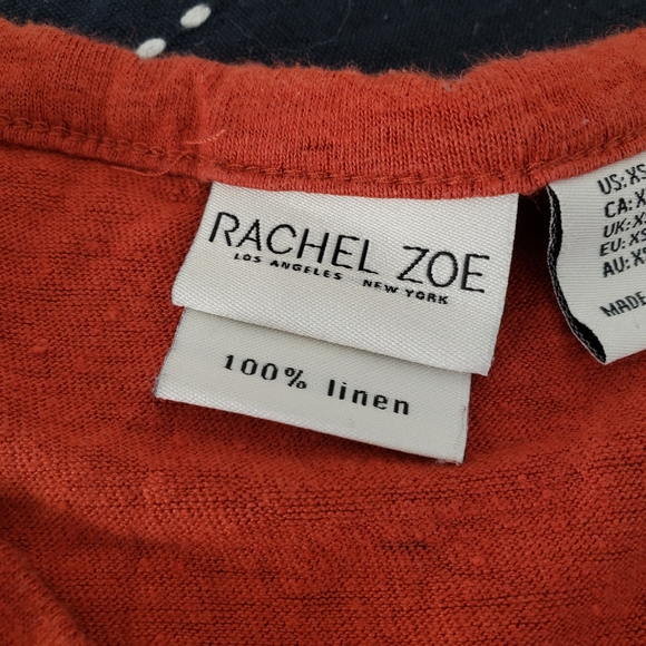 Rachel Zoe 100% Linen Tie Front Tank Top Orange Size Extra Small - Picture 3 of 5